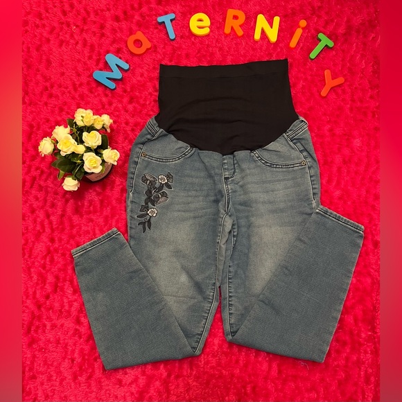 Ladies maternity 10 a:glow jegging embroidery flowers pants - Picture 4 of 15